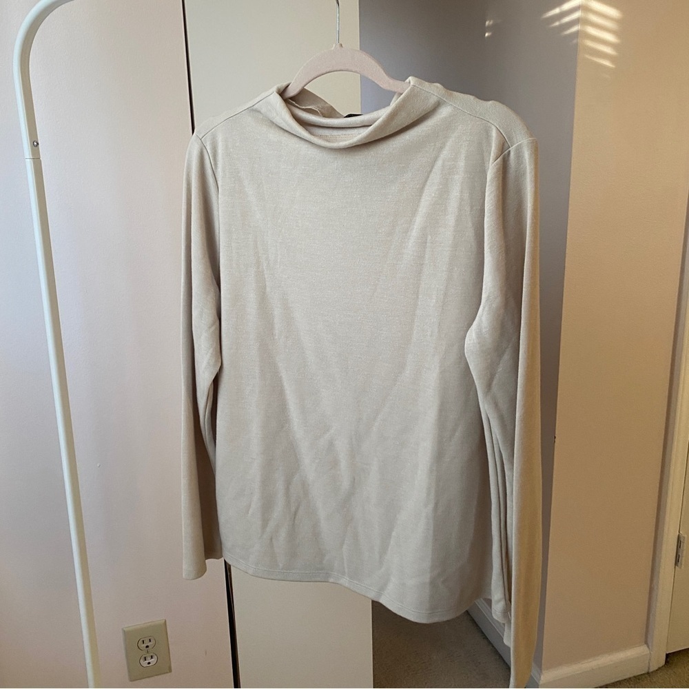 Ann Taylor Mock Neck Cream Sweater - Picture 3 of 6